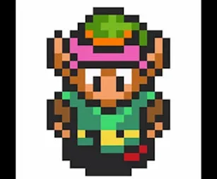 Link. Pixellated character from the game A Link to the Past. 